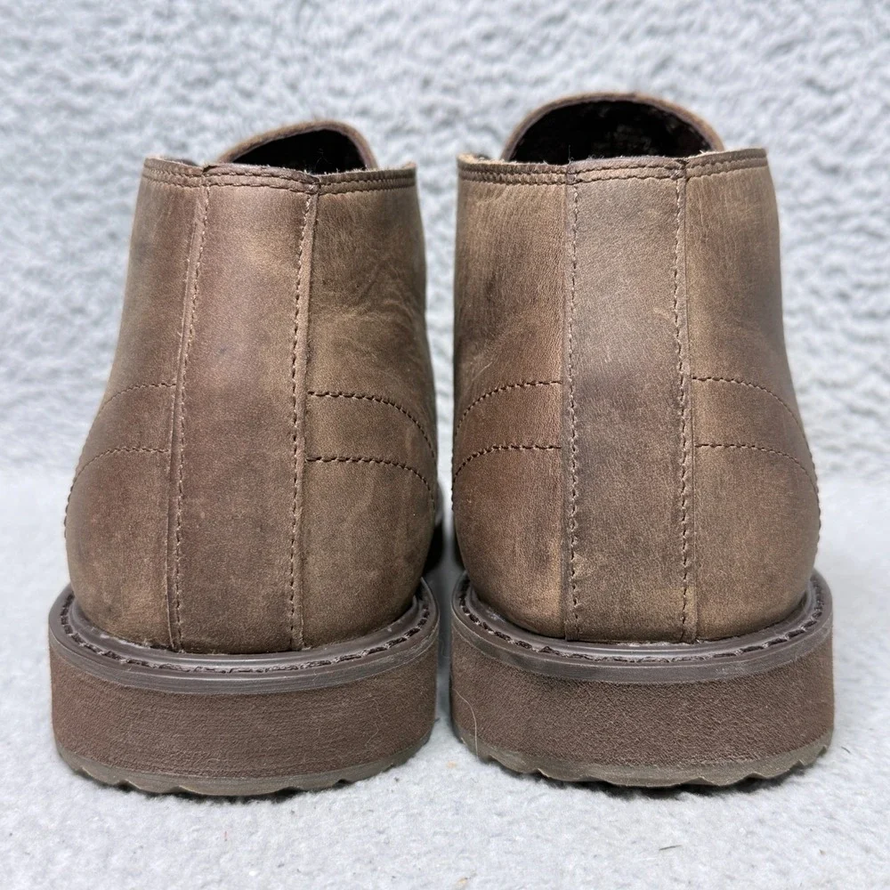 LL Bean‎ Stonington Mens Size 9 Chukka Boots Brown Oiled Leather Lace Up 511441